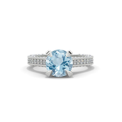 3.2 Carat Genuine Aquamarine Engagement Ring