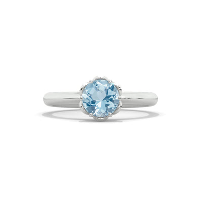 2 Carat Genuine Aquamarine Low Set Engagement Gold Ring