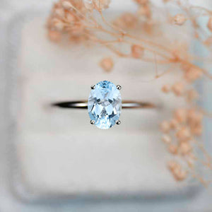 1 Carat Aquamarine 14K White Gold Engagement Promissory Ring