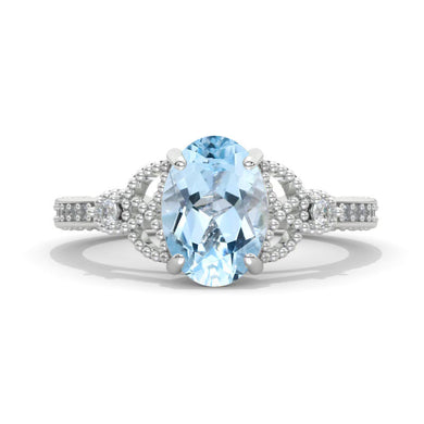 2CT Oval Halo Genuine Aquamarine Vintage Wedding Ring. 2 Carat Oval Engagement Ring Anniversary Ring, Baguette Double Halo Ring