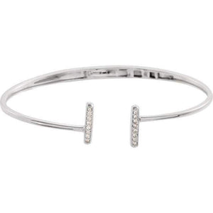 0.2 CTW Diamond Bar Hinged Cuff Bracelet 14K White - Giliarto