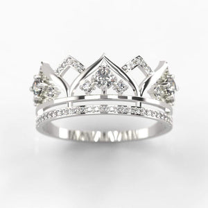''Your Majesty'' 14K Diamond Tiara Gold Ring
