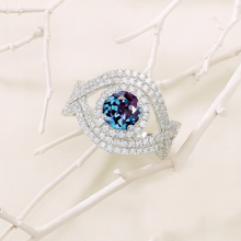 Load image into Gallery viewer, 1.0 Carat Alexandrite Halo Engagement Ring  14K White Gold Ring Set
