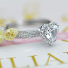 Load image into Gallery viewer, &#39;&#39;Carmen&#39;&#39; Heart Halo Moissanite 14K Gold Moissanite Engagement Ring
