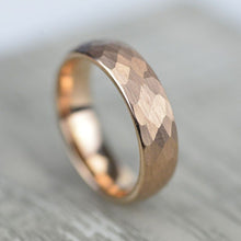 Load image into Gallery viewer, Rose Gold Color Hammered Tungsten Carbide Ring
