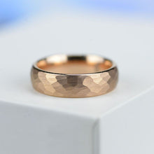 Load image into Gallery viewer, Rose Gold Color Hammered Tungsten Carbide Ring
