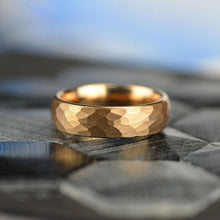 Load image into Gallery viewer, Rose Gold Color Hammered Tungsten Carbide Ring
