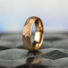 Load image into Gallery viewer, Rose Gold Color Hammered Tungsten Carbide Ring
