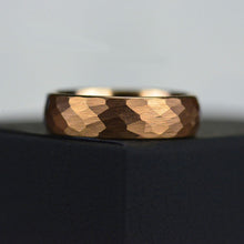 Load image into Gallery viewer, Rose Gold Color Hammered Tungsten Carbide Ring
