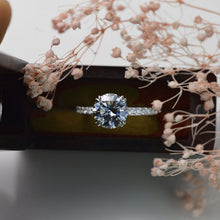 Load image into Gallery viewer, gray grey promissory moissanite ring
