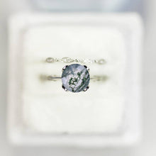 Load image into Gallery viewer, 3 Carat Genuine Moss Agate Engagement Eternity Gold Ring Set
