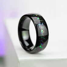 Load image into Gallery viewer, Giliarto Galaxy Genuine Crushed Abalone Shell Men&#39;s Tungsten Ring with Crushed Opal and Sea Shell.
