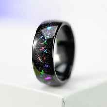 Load image into Gallery viewer, Giliarto Galaxy Genuine Crushed Abalone Shell Men&#39;s Tungsten Ring with Crushed Opal and Sea Shell.
