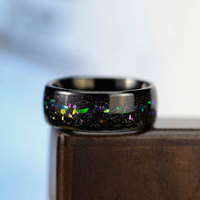 Load image into Gallery viewer, Giliarto Galaxy Genuine Crushed Abalone Shell Men&#39;s Tungsten Ring with Crushed Opal and Sea Shell.
