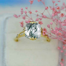 Load image into Gallery viewer, 3.0 Carat Genuine Moss Agate Center Stone White Gold Ring
