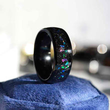 Load image into Gallery viewer, Giliarto Galaxy Genuine Crushed Abalone Shell Men&#39;s Tungsten Ring with Crushed Opal and Sea Shell.
