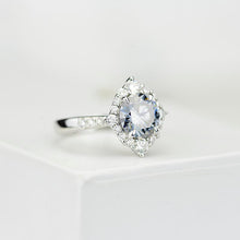 Load image into Gallery viewer, 2 Carat Round Grey Gray Giliarto Moissanite Halo Gold Engagement Ring
