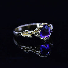 Load image into Gallery viewer, Silver Dainty Natural Amethyst Ring.  Round Amethyst  Floral Twig  Ring
