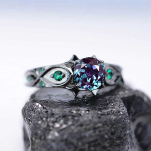 14K Black Gold Alexandrite Celtic Engagement Ring