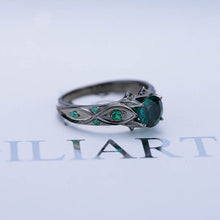 Load image into Gallery viewer, 14K Black Gold Emerald Celtic Engagement Ring
