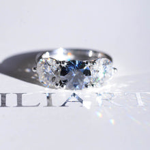 Load image into Gallery viewer, &#39;&#39;Courtney&#39;&#39;  2 Carat Dark Gray Blue Moissanite Three Stones  Engagement Ring
