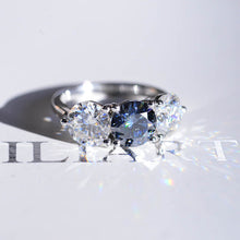Load image into Gallery viewer, &#39;&#39;Courtney&#39;&#39;  2 Carat Dark Gray Blue Moissanite Three Stones  Engagement Ring
