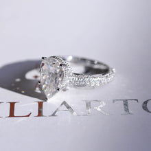 Load image into Gallery viewer, 4 Carat Pear Cut Giliarto Moissanite Hidden Halo Engagement Ring
