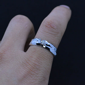 "Liquid Metal" Diamond Men's  14K White Gold  Ring.