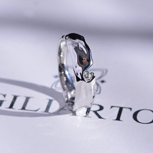"Liquid Metal" Diamond Men's  14K White Gold  Ring.