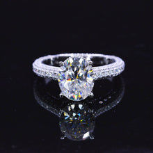 Load image into Gallery viewer, Luxury 3 Carat Oval Moissanite Hidden Halo Gold Engagement Ring
