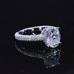 Luxury 3 Carat Oval Moissanite Hidden Halo Gold Engagement Ring