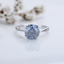 Load image into Gallery viewer, 2 Carat Dark Gray Blue Moissanite Celtic 14K White  Gold Engagement Ring
