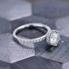 Load image into Gallery viewer, 14K White Gold 2 Carat Round Moissanite Six Prong Hidden Engagement Ring
