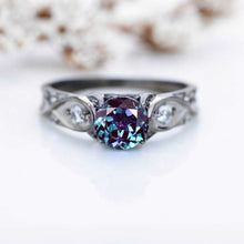 Load image into Gallery viewer, 14K Black Gold Celtic Engagement Ring with Alexandrite
