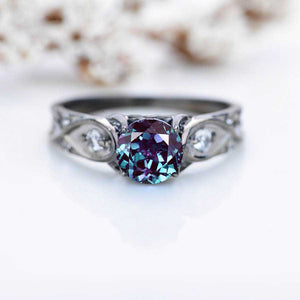 14K Black Gold Celtic Engagement Ring with Alexandrite