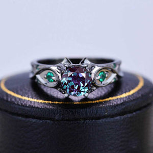 14K Black Gold Alexandrite Celtic Engagement Ring