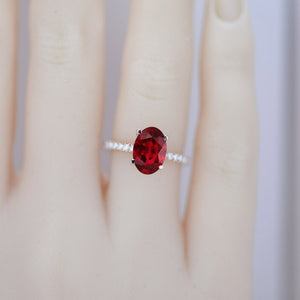4 Carat Ruby Oval Cut Hidden Halo Rose Gold Engagement  Ring