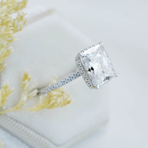 4 Carat Giliarto Radiant Cut Moissanite Double Hidden Halo Engagement Ring