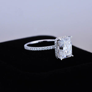 4 Carat Giliarto Radiant Cut Moissanite Double Hidden Halo Engagement Ring