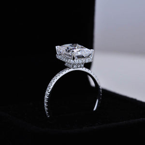 4 Carat Giliarto Radiant Cut Moissanite Double Hidden Halo Engagement Ring