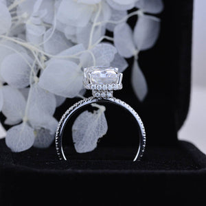 4 Carat Giliarto Radiant Cut Moissanite Double Hidden Halo Engagement Ring