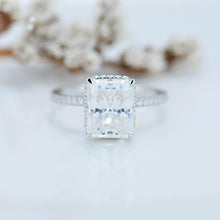 Load image into Gallery viewer, 4 Carat Giliarto Radiant Cut Moissanite Double Hidden Halo Engagement Ring
