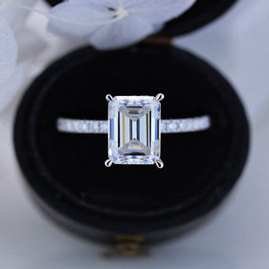 3 Carat Giliarto Emerald Cut Moissanite Hidden Halo Engagement Ring