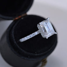 Load image into Gallery viewer, 2 Carat Giliarto Emerald Cut Moissanite Hidden Halo Engagement Ring
