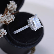 Load image into Gallery viewer, 2 Carat Giliarto Emerald Cut Moissanite Hidden Halo Engagement Ring
