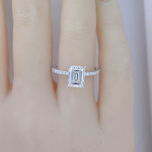 Load image into Gallery viewer, 2 Carat Giliarto Emerald Cut Moissanite Hidden Halo Engagement Ring
