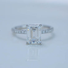 Load image into Gallery viewer, 2 Carat Giliarto Emerald Cut Moissanite Hidden Halo Engagement Ring
