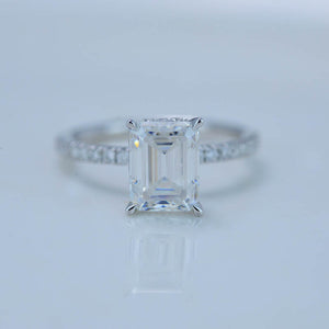 2 Carat Giliarto Emerald Cut Moissanite Hidden Halo Engagement Ring