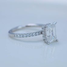 Load image into Gallery viewer, 2 Carat Giliarto Emerald Cut Moissanite Hidden Halo Engagement Ring
