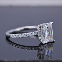 Load image into Gallery viewer, 2 Carat Giliarto Emerald Cut Moissanite Hidden Halo Engagement Ring
